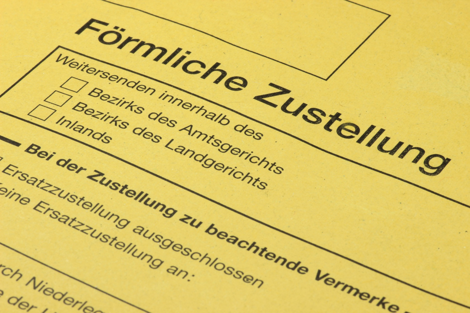 Förmliche Zustellung (gelber Brief); Schuldnersuche durch Kurtz Detektei Stuttgart